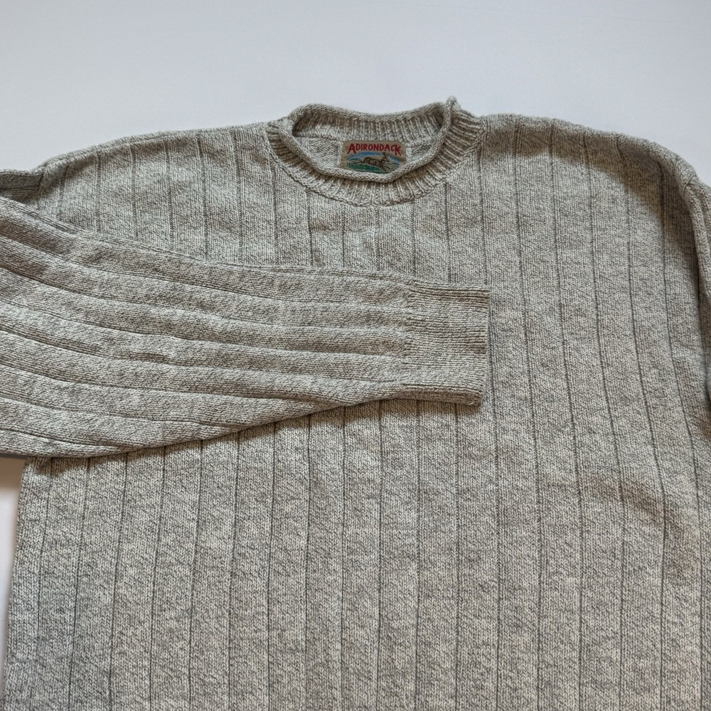 Vintage Adirondack by Savile Row Gray Sweater Mens XL USA Made Cotton Pullover